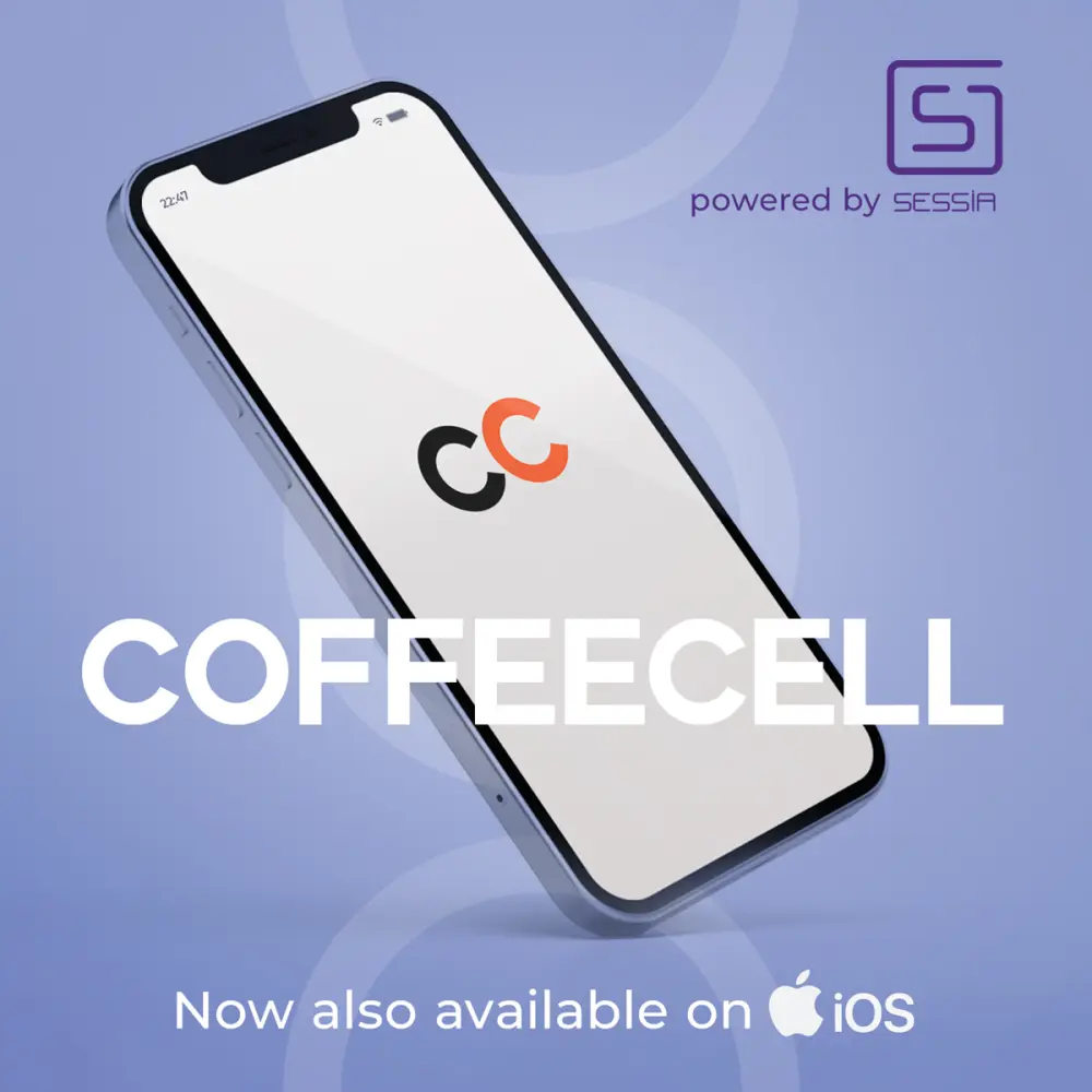 A phone with the COFFEECELL app for iOS