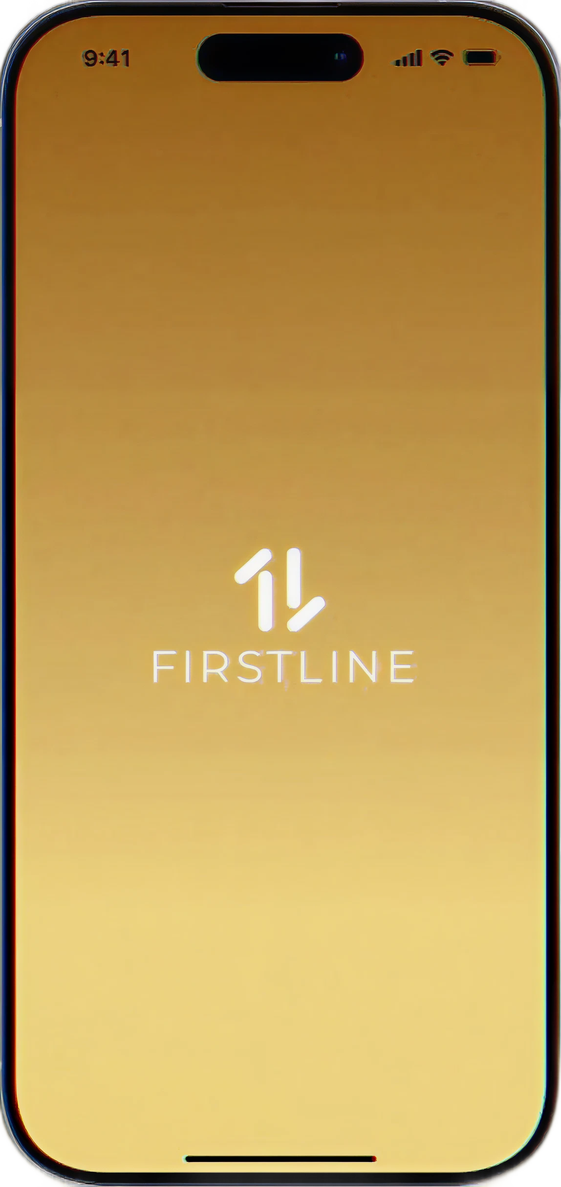 Phone with FIRSTLINE logo on a gold background