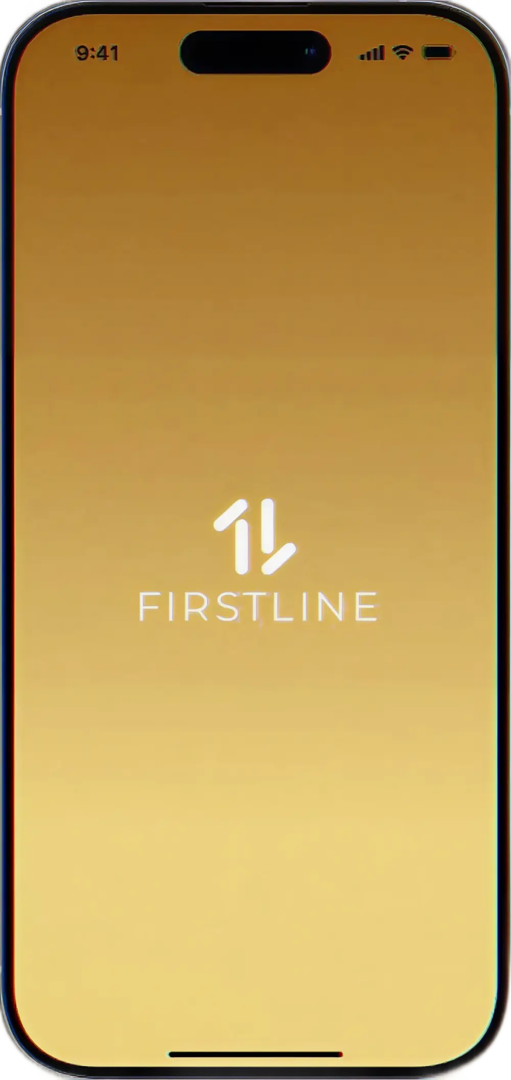 Phone with FIRSTLINE logo on a gold background
