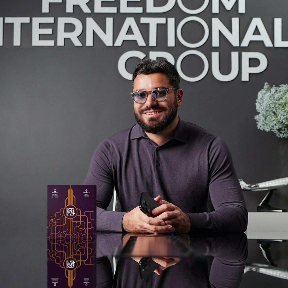 Narek is sitting with COFFEECELL G PREMIUM