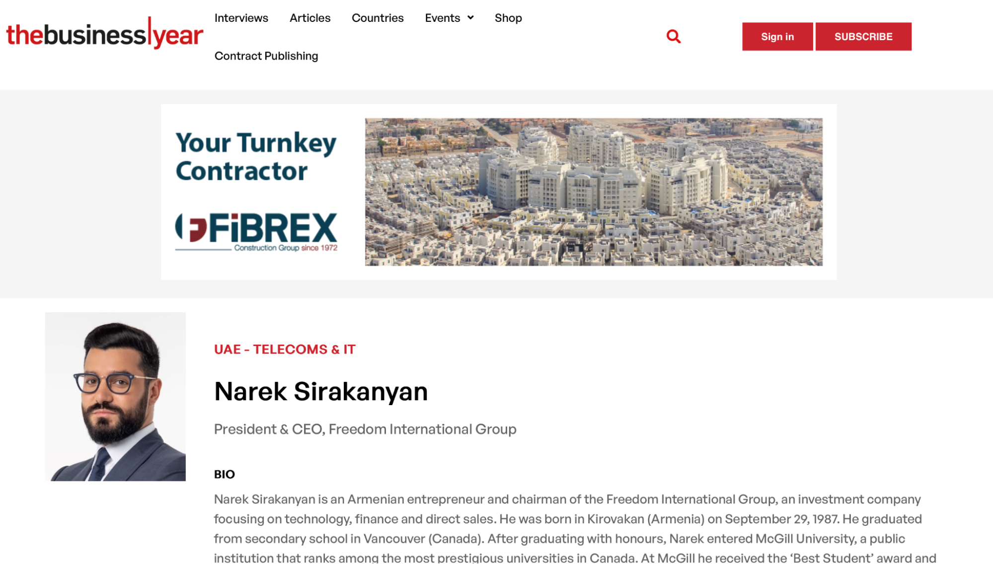 Narek Sirakanyan in The Business Year