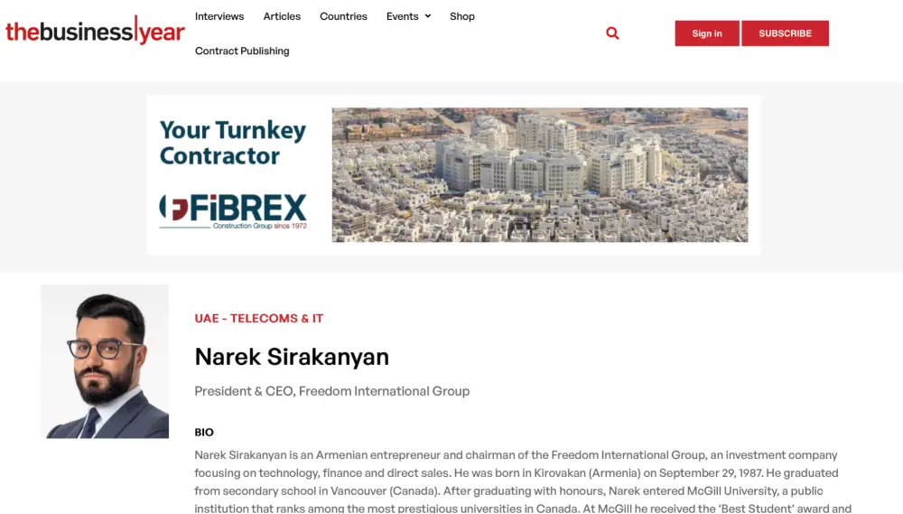 Narek Sirakanyan in The Business Year