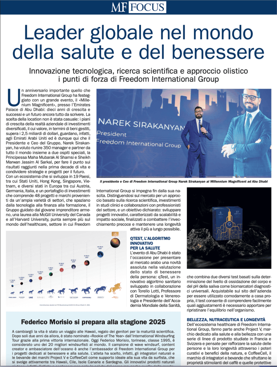 Narek in the newspaper Milano Finanza