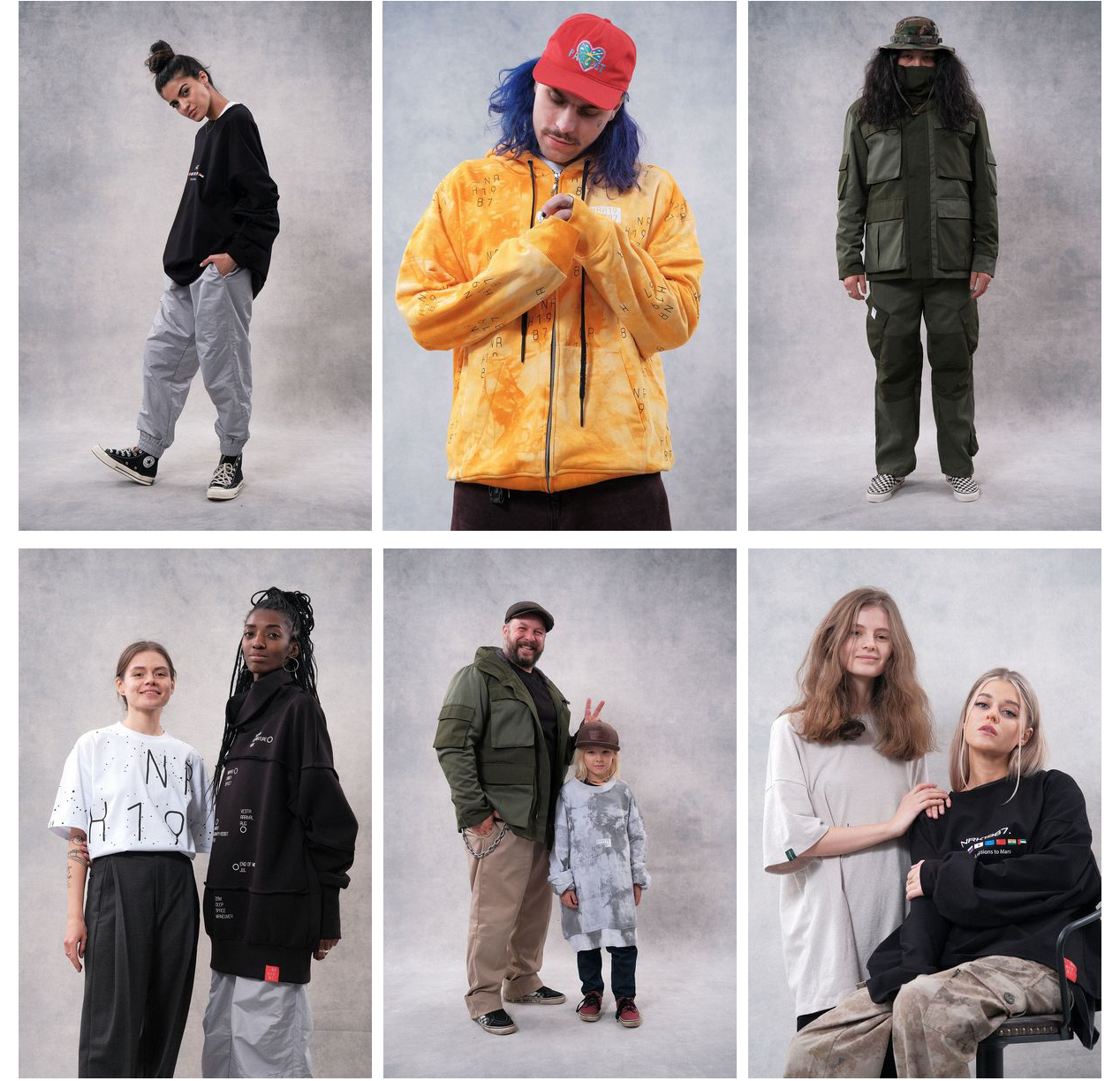 Girls in sweatshirts and t-shirts, men in jackets and hoodies