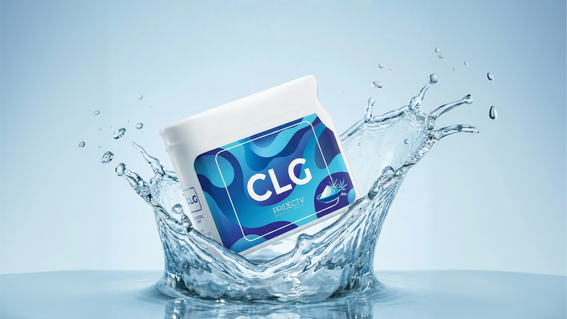 Project V CLG product with water splash
