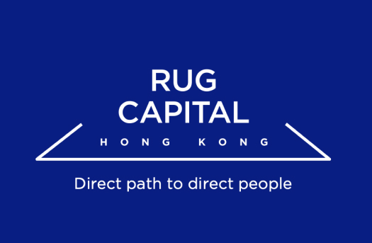 Rug Capital white text on a blue background