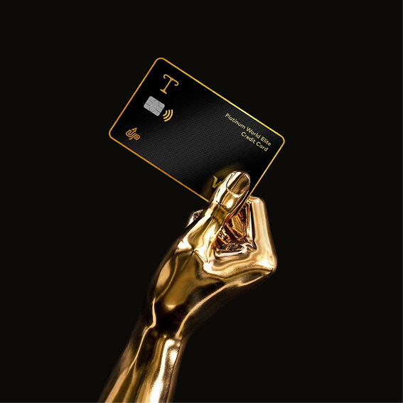 TRS Card in golden hand